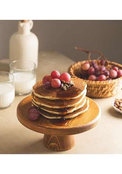 Justwood Mini 20 Cm Ahşap Ayaklı Yuvarlak Pasta Kurabiye Sunum Se