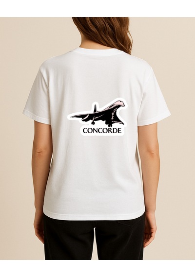 Renkli Büyük Uçak Baskılı Tasarımlı T-shirt Beyaz