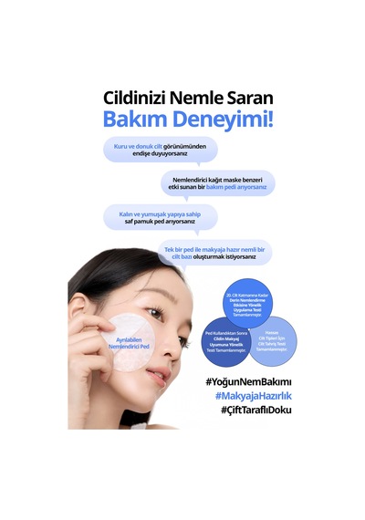 Hyalüronik Asitli, Nemlendiren Makyaj Öncesi Cilt Bakım Pedi Dermatory Hyaluron Moisture Embo Pad