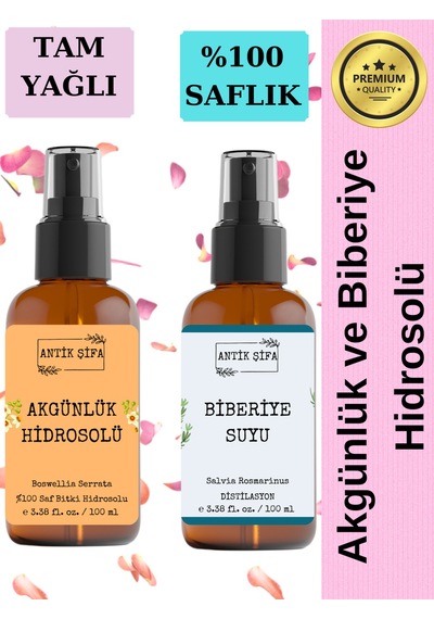 Akgünlük Suyu Ve Biberiye Suyu 100ml+100ml - Doğal Ak Günlük, Sığla Ve Biberiye Hidrosolü