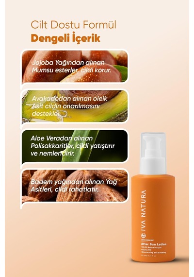 İva Natura Organik Güneş Sonrası Bakım Kremi Aloe Vera &amp Bitkisel Yağ Kompleksi Yatıştırıcı Nem Bakı