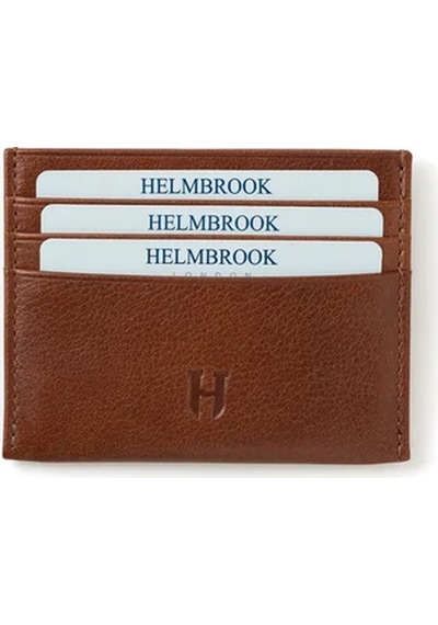 Helmbrook London Barry Erkek Taba Deri Özel Tasarım Çok Bölmeli Rfid Korumalı Kartlık Taba