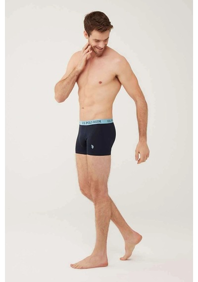 U.S. Polo Assn. Erkek, Lisanslı, Uspa, Turkuaz-lacivert Melanj, 3'lü Boxer Çok Renkli