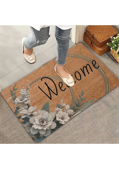 Valerine Life Beyaz Su Zambağı Welcome Kapı Önü Paspası 45x70cm