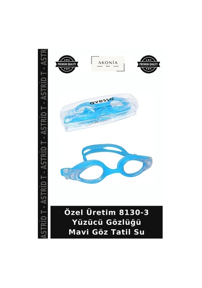 Özel Üretim 8130-3 Yüzücü Gözlüğü Mavi Göz Tatil Su