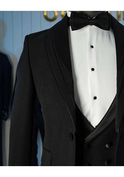 Bys Beystil Siyah Şal Yaka Damatlık & Smokin Takımı 10002 - Slim Fit