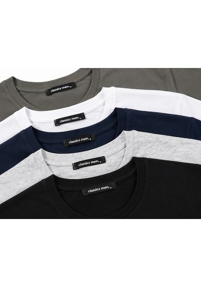 Classics Men Relaxed Fit Basic Kısa Kol Tişört 5'li Siyah-Laci-Beyaz-Gri-Haki
