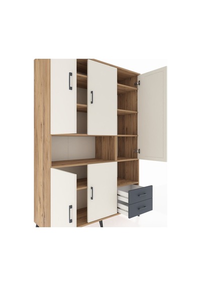 Hyperion Dolap 10 Raflı 2 Çekmeceli 5 Kapaklı 132x44x195 Çam-aytaşı/antrasit Aytası/antrasıt Hyperion Dolap 10 Raflı 2 Çekmeceli 5 Kapaklı 132x44x195 Çam-aytaşı/antrasit Aytası/antrasıt