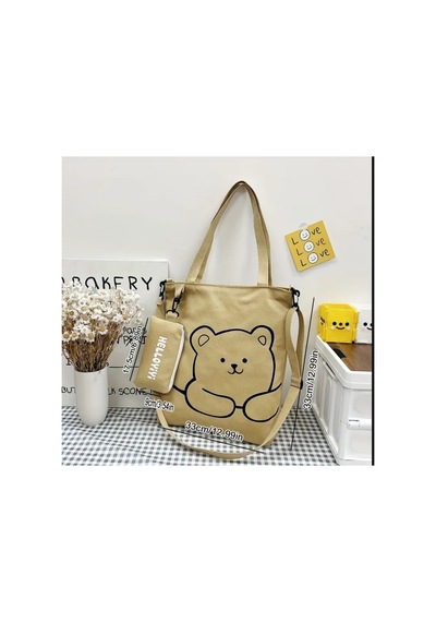 Organıcyou Helloyıyı Küçük Ayı Tek Omuz Çantası, İki Parça Set, Geniş Kapasiteli Öğrenci Crossbody Çanta Mavi