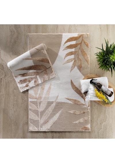 Schafer Home Floral 2 Li Pamuk Floş Banyo Paspası-gold Kahve - Krem
