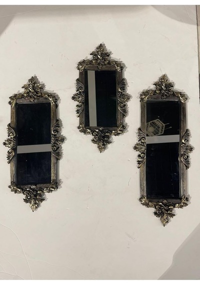 Peramari Dekoratif Polyester Üçlü Dikdörtgen Ayna Takımı Gold Siyah Eskitme Gold Siyah Eskitme Genel