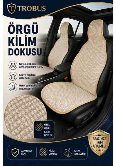 Toyota Rav4 2019 Ve Sonrası Üniversal Örme Ön 2 Parça Minder Terletmez Kaymaz Taban Bej