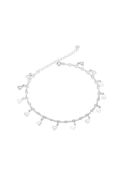 Brezza Lusso Jewelry Kalp Figürlü Zirkon Taşlı Gümüş Kadın Ayak Halhal Gümüş