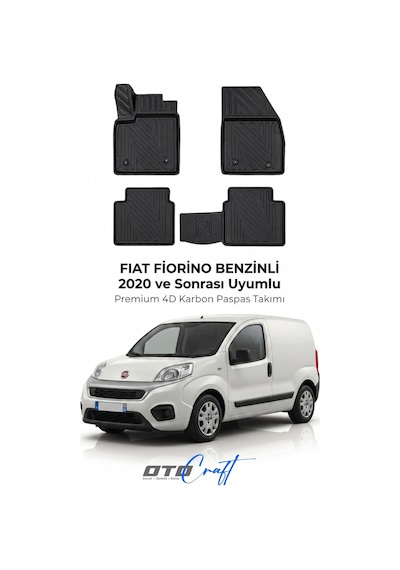 Otocraft Fiat Fiorino Benzinli 2020+ Araca Özel 4d Karbon Oto Paspas Havuzlu Tam Set