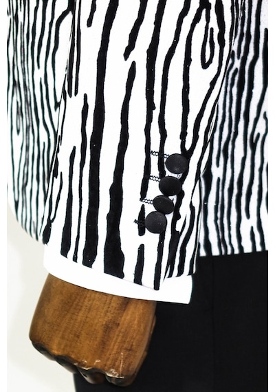 Wessi Slim Fit Zebra Desen Erkek Smokin Ceket - Beyaz