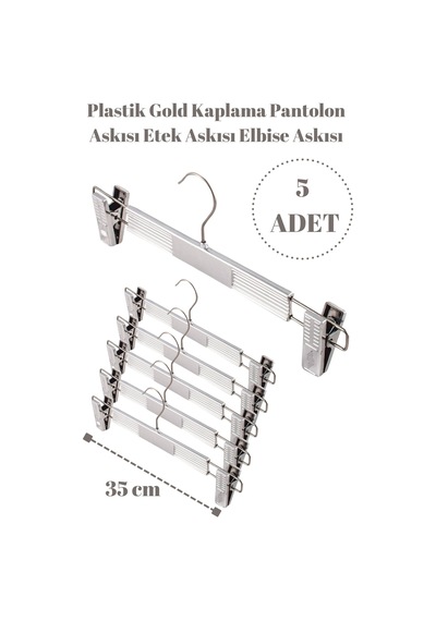 Pantolon Etek Askısı Plastik Krom Kaplama 5 Adet Diğer