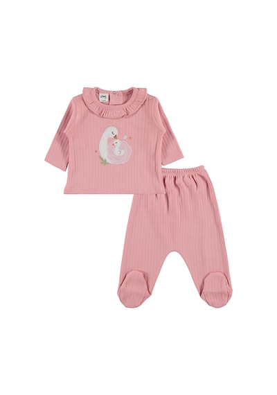 Nb26-01 Civil Baby Ördek Nakış 10 Lu Zıbın Setleri - Pudra Açık Yavruağzı