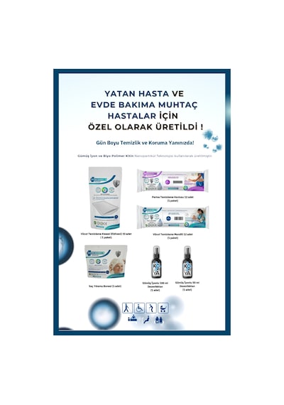 Gümüş İyonlu Yatan ve Evde Hasta Bakım Seti 12'li + Perine Temizleme Mendili