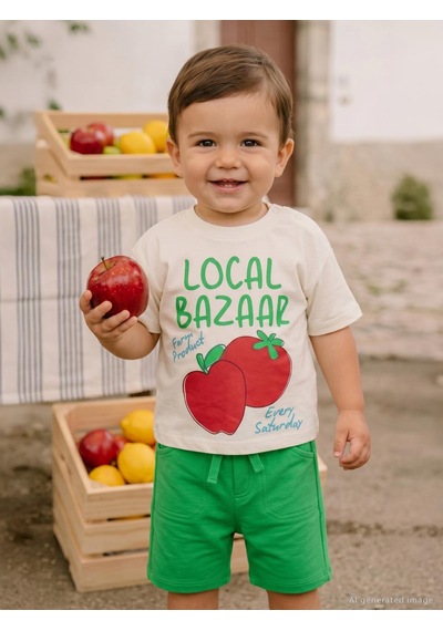 Civil Baby Local Bazaar Baskılı 6-18 Ay Takım - Ekru