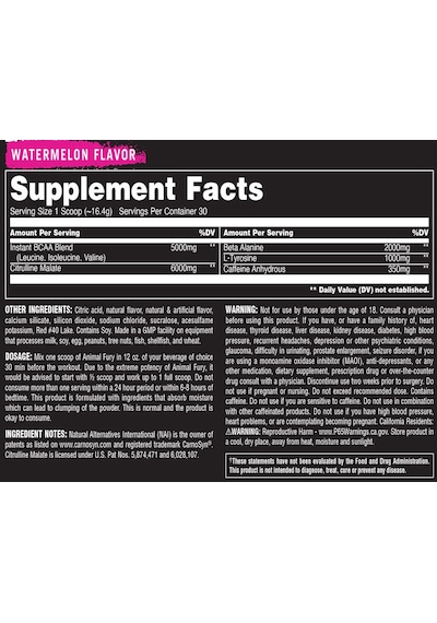 Unıversal Anımal Fury Preworkout 507 G