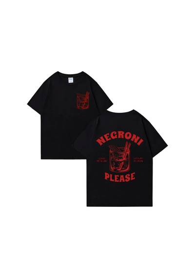 Flood Of Style Negroni Lütfen Grafik T Shirt Erkek Kadın Komik Kokteyl Meme Tee Boy Yüksek Kalite Yaz Siyah
