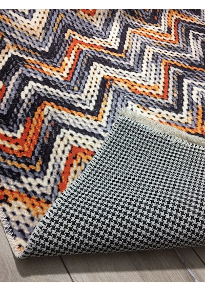 Retro Desenli Alt Kısmı Dokuma Kilim 200x290 Ebatlı+saçaklı