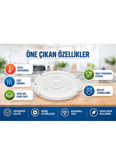 Mikrodalga Fırın Cam Tepsi Tabak 27cm Çap Delikli