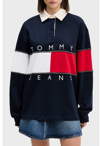 Tommy Jeans Tommy Hilfiger Logolu Pamuklu Oversize Polo Yaka Sweat Kadın Sweat Dw0dw22827 C1g Lacivert Tommy Jeans Tommy Hilfiger Logolu Pamuklu Oversize Polo Yaka Sweat Kadın Sweat Dw0dw22827 C1g Lacivert
