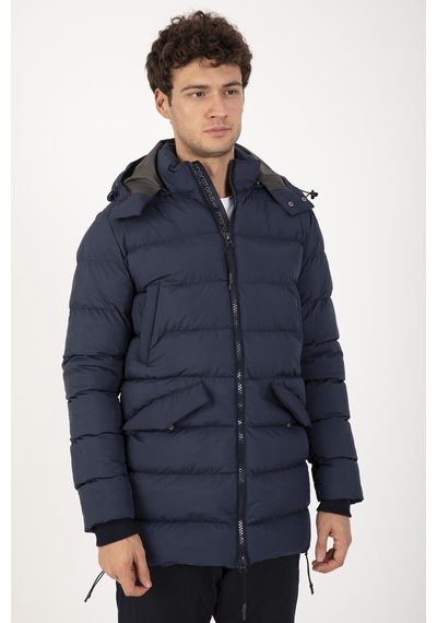 Maraton Sportswear Regular Erkek Kapşonlu Uzun Kol Basic Lacivert Mont 21262-lacivert Lacivert