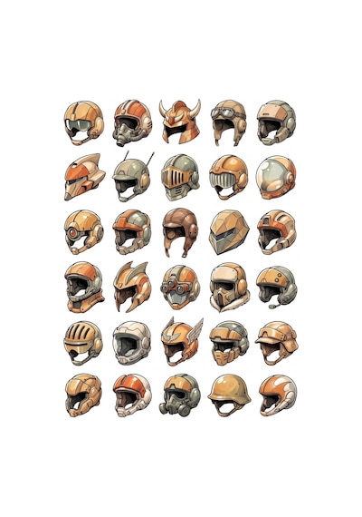 30 Adet Retro Robot Pilot Kaskı Sticker Seti - Laptop, Kılıf Ve Defter Çok Renkli