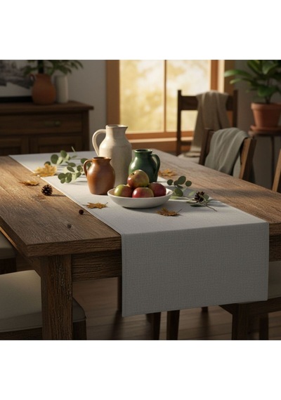 1 Adet Kumaş Gri Runner,yıkanabilir Masa Runner 40x140