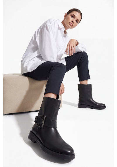 Luvi Shoes Davıe Siyah Tokalı Kadın Bot