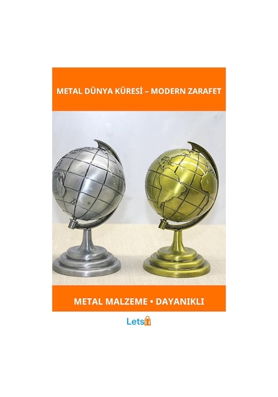 Metal Dünya Küre Altın Gümüş Tasarım Dekoratif Aksesuar Diğer