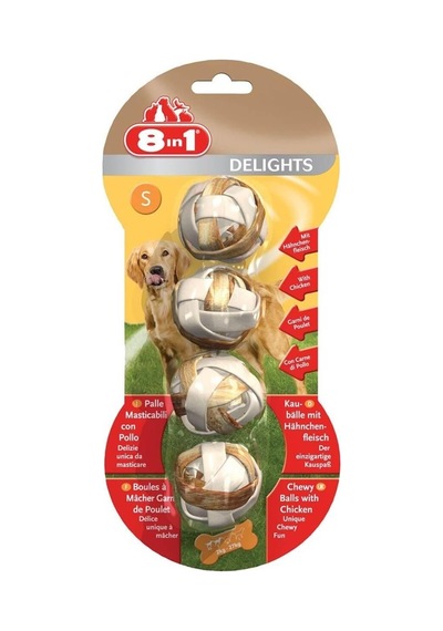 8in1 Delights Bones Köpekler İçin Ağız Bakım Kemiği Çiğneme Topu Small 4 Adet