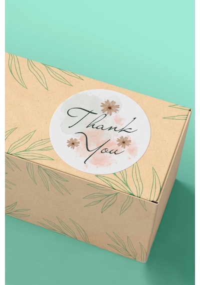 Papatyalı Thank You Teşekkür Sticker 3x3cm St2225 Çok Renkli