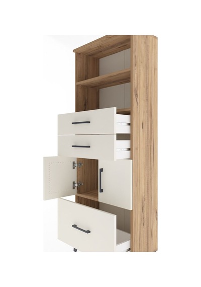 Arges Dolap 3 Raflı 3 Çekmeceli 2 Kapaklı 60x30x163 Çam-aytaşı Çam