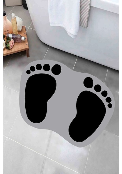 Eco Concept Ayak İzi Kaymaz Taban Banyo Paspası Gri