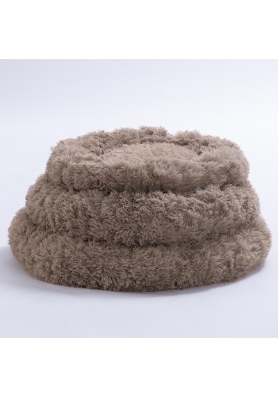 Bej Donut Köpek Yatağı Kedi Yatağı Simit Yatak Anti-stress Pet Yatağı Peluş Yatak M
