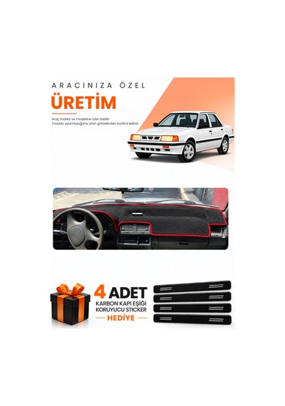Kia Kapital 1994-1996 Uyumlu Torpido Koruma Örtüsü Oto Kılıfı - Siyah Kırmızı