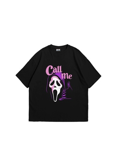 Startmore Call Me Baskılı Oversize Unisex Siyah Siyah