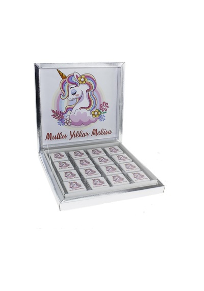 48 Adet Etiketli Unicorn Madlen Çikolata Bebek