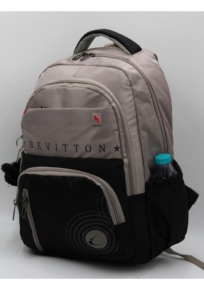 Bevitton Özel Su İtici Kumaş Unisex Vizon-siyah Okul Çantası 34400