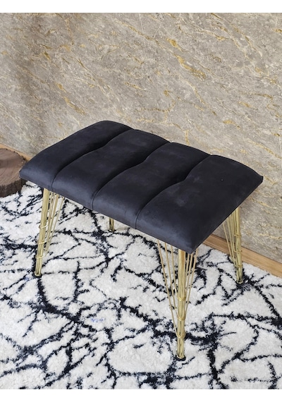 Zafir Metal Gold Tel Ayaklı 60 Cm Puf Bench - Puf - Bench - Oturak - Mutfak Oturağı - Antre Oturağı Füme
