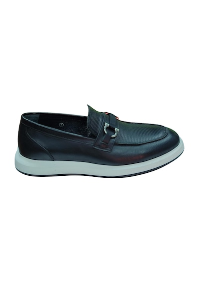 Rego 1774 Erkek Siyah 40-44 Deri Tokalı Loafer Ayakkabı Siyah