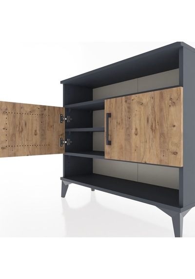 Arges Şifonyer 3 Raflı 2 Kapaklı 88x30x80 Antrasit-çam Antrasit