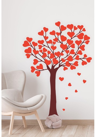 MSticker Kalpli Ağaç Çocuk Odası Sticker Seti 75x100 Cm