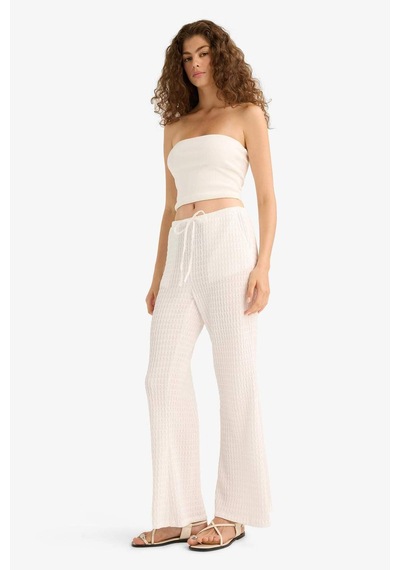 Defacto Wide Leg Cepli Normal Bel Standart Boy Bürümcük Pantolon F7659ax25auwt32 Beyaz