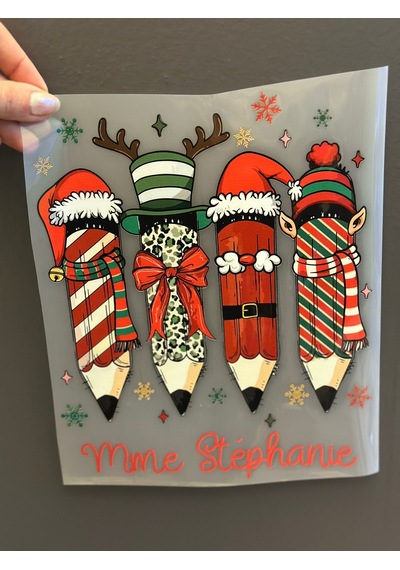 Ütü İle Yapışan Noel Kalemleri Transfer Baskı Arma 24x20 Cm
