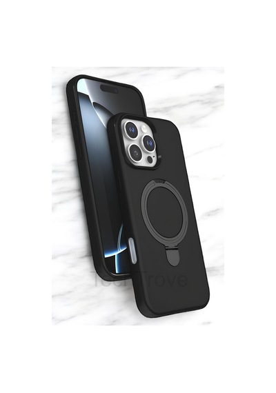 Apple Uyumlu iPhone 16 Pro Max Kılıf Soft Tasarım Magsafe Halka Stand İçi Kadife Kapak