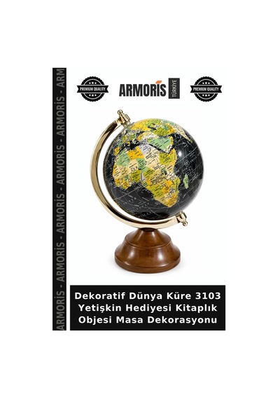 Dekoratif Dünya Küre 3103 Yetişkin Hediyesi Kitaplık Objesi Masa Dekorasyonu Çok Renkli